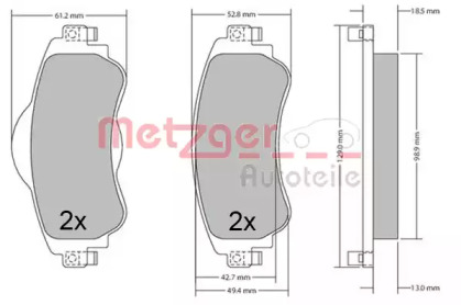 Комплект тормозных колодок METZGER 1170673