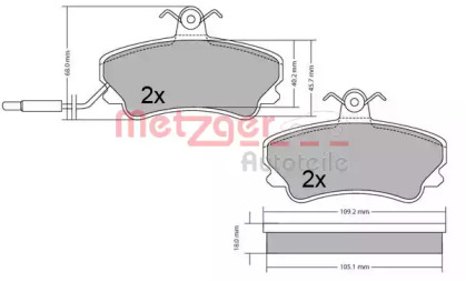 Комплект тормозных колодок METZGER 1170677