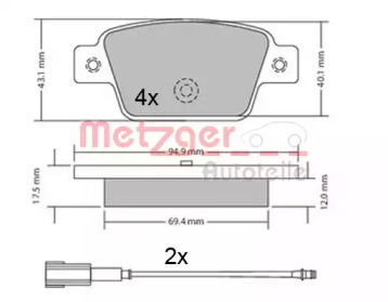 Комплект тормозных колодок METZGER 0861.12