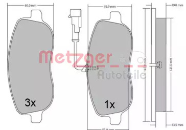 Комплект тормозных колодок METZGER 1170683