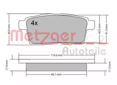 Комплект тормозных колодок METZGER 1170686