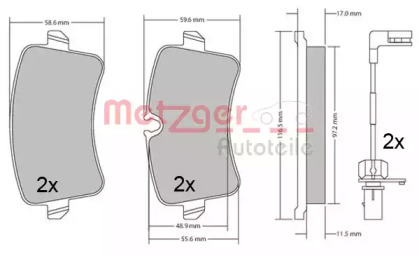 Комплект тормозных колодок METZGER 1170688