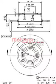 Тормозной диск METZGER 14844 V