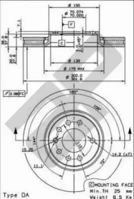 Тормозной диск METZGER 24844 V