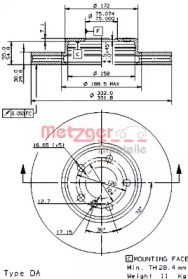 Тормозной диск METZGER 24896 V