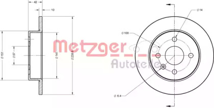 Тормозной диск METZGER 6110022