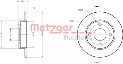 Тормозной диск METZGER 6110052