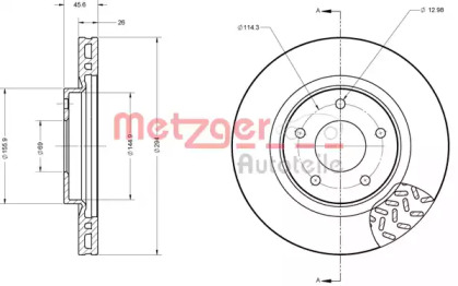 Тормозной диск METZGER 6110079