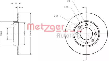 Тормозной диск METZGER 6110094