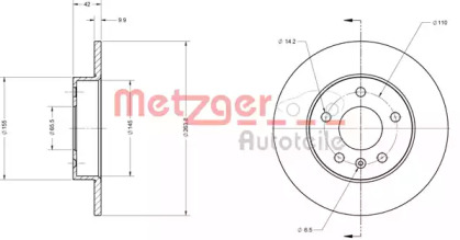 Тормозной диск METZGER 6110102