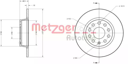 Тормозной диск METZGER 6110108