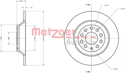 Тормозной диск METZGER 6110136