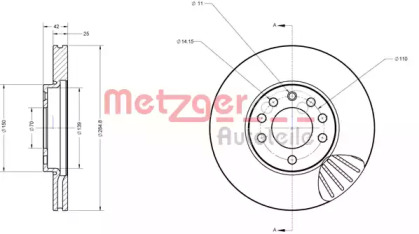 Тормозной диск METZGER 6110156