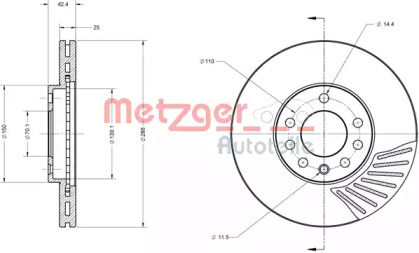 Тормозной диск METZGER 6110164