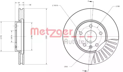 Тормозной диск METZGER 6110176