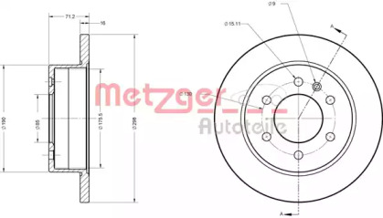 Тормозной диск METZGER 6110179