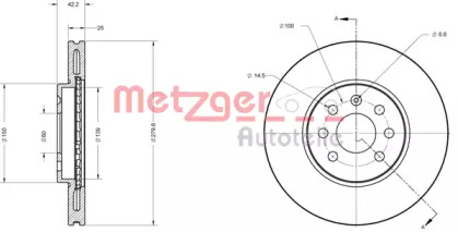 Тормозной диск METZGER 6110193