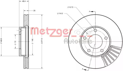 Тормозной диск METZGER 6110213