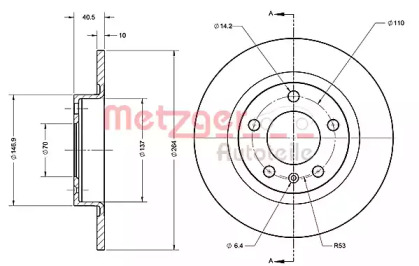 Тормозной диск METZGER 6110225