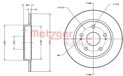 Тормозной диск METZGER 6110234