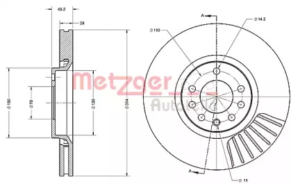 Тормозной диск METZGER 6110251