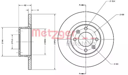 Тормозной диск METZGER 6110281