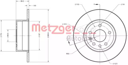 Тормозной диск METZGER 6110289