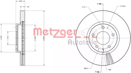 Тормозной диск METZGER 6110295