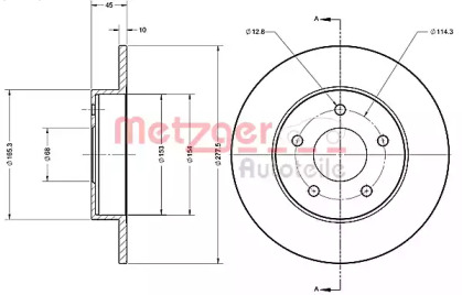 Тормозной диск METZGER 6110300