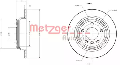 Тормозной диск METZGER 6110322