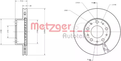 Тормозной диск METZGER 6110354