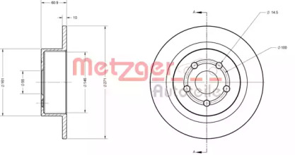 Тормозной диск METZGER 6110374