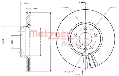 Тормозной диск METZGER 6110379