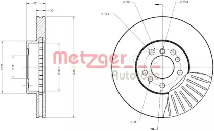 Тормозной диск METZGER 6110380