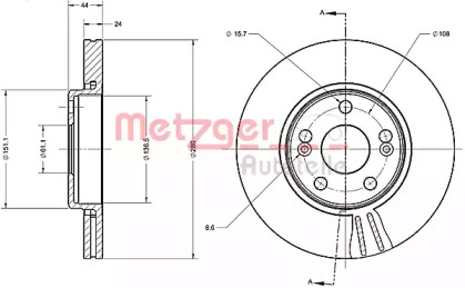 Тормозной диск METZGER 6110386