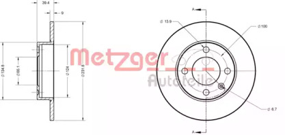 Тормозной диск METZGER 6110390