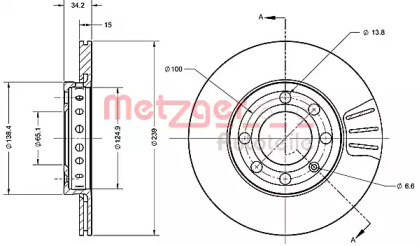 Тормозной диск METZGER 6110399