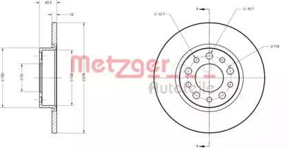 Тормозной диск METZGER 6110413