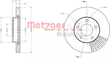 Тормозной диск METZGER 6110421