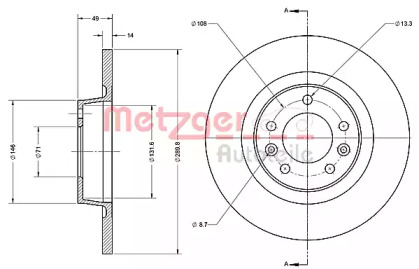 Тормозной диск METZGER 6110422