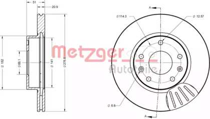 Тормозной диск METZGER 6110430