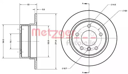 Тормозной диск METZGER 6110444