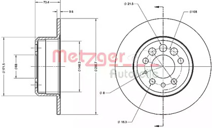 Тормозной диск METZGER 6110452