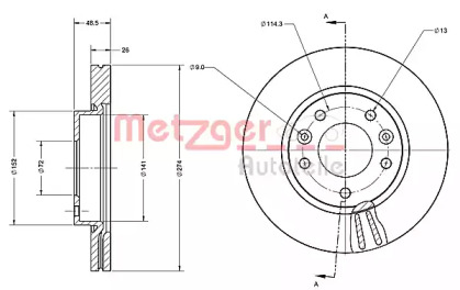 Тормозной диск METZGER 6110466