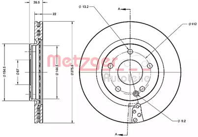 Тормозной диск METZGER 6110479