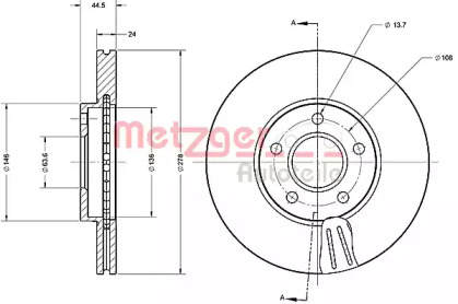 Тормозной диск METZGER 6110524