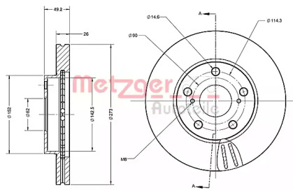 Тормозной диск METZGER 6110537