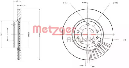 Тормозной диск METZGER 6110541