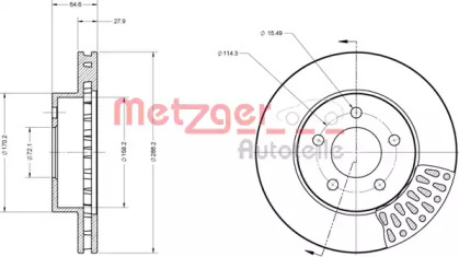 Тормозной диск METZGER 6110560