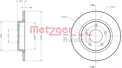 Тормозной диск METZGER 6110581